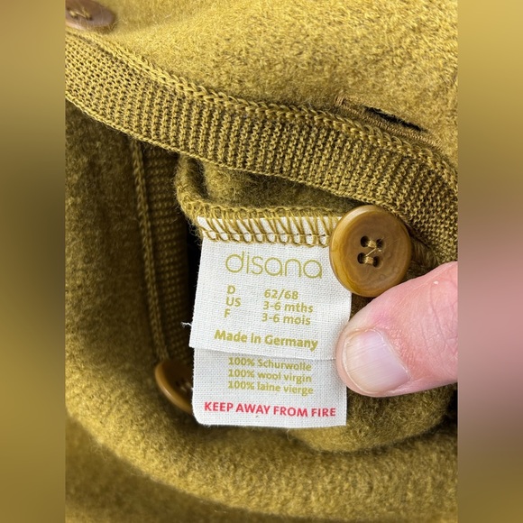 Disana | Boiled Wool Overalls | Safron | Baby Size 3-6 Months - Picture 4 of 12